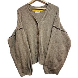 Free People Cool Of The Night Button Oversized Cardigan Size M Mocha Brown Boho